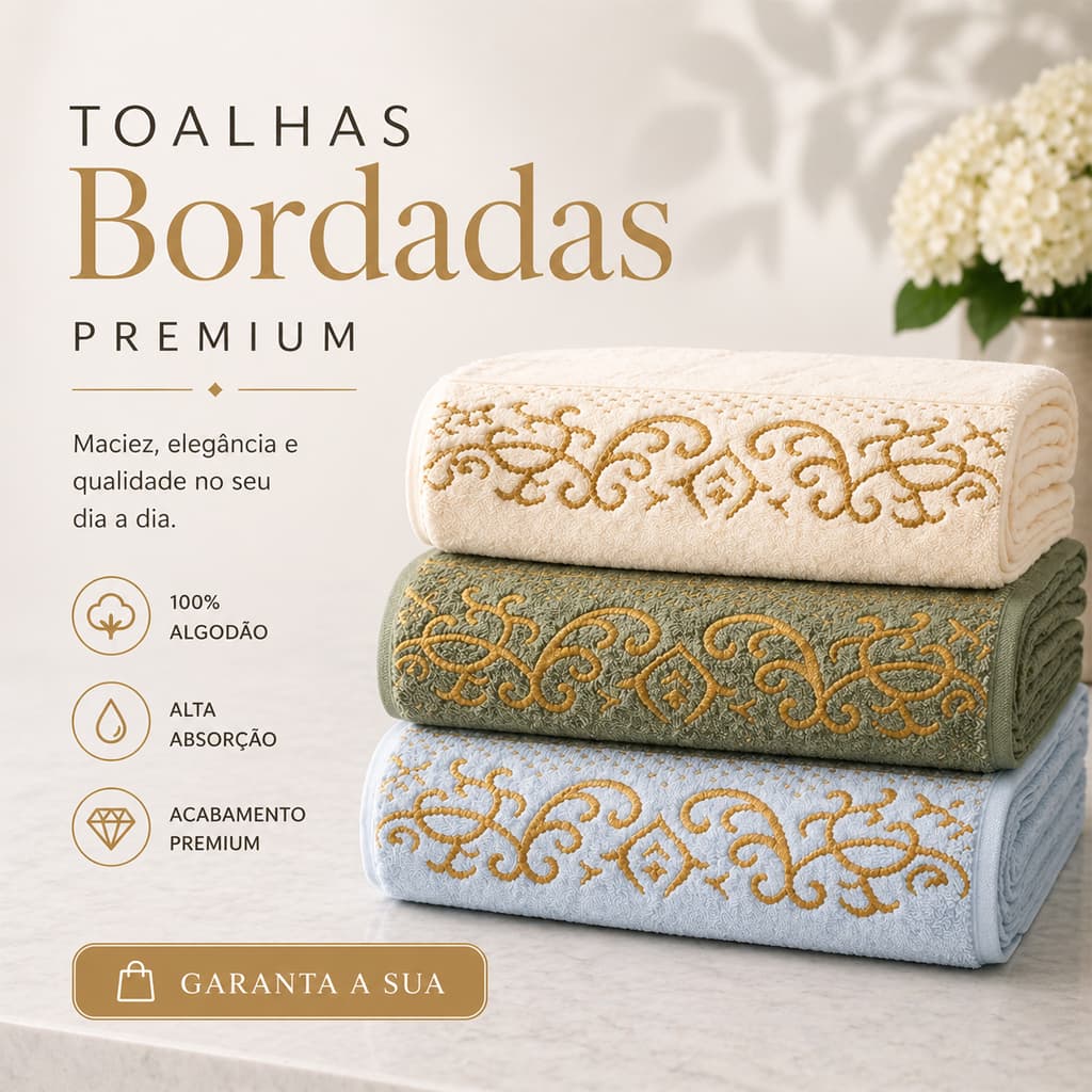 Toalha De Rosto Exuberance Elegância Clássica Com Bordado Decorativo