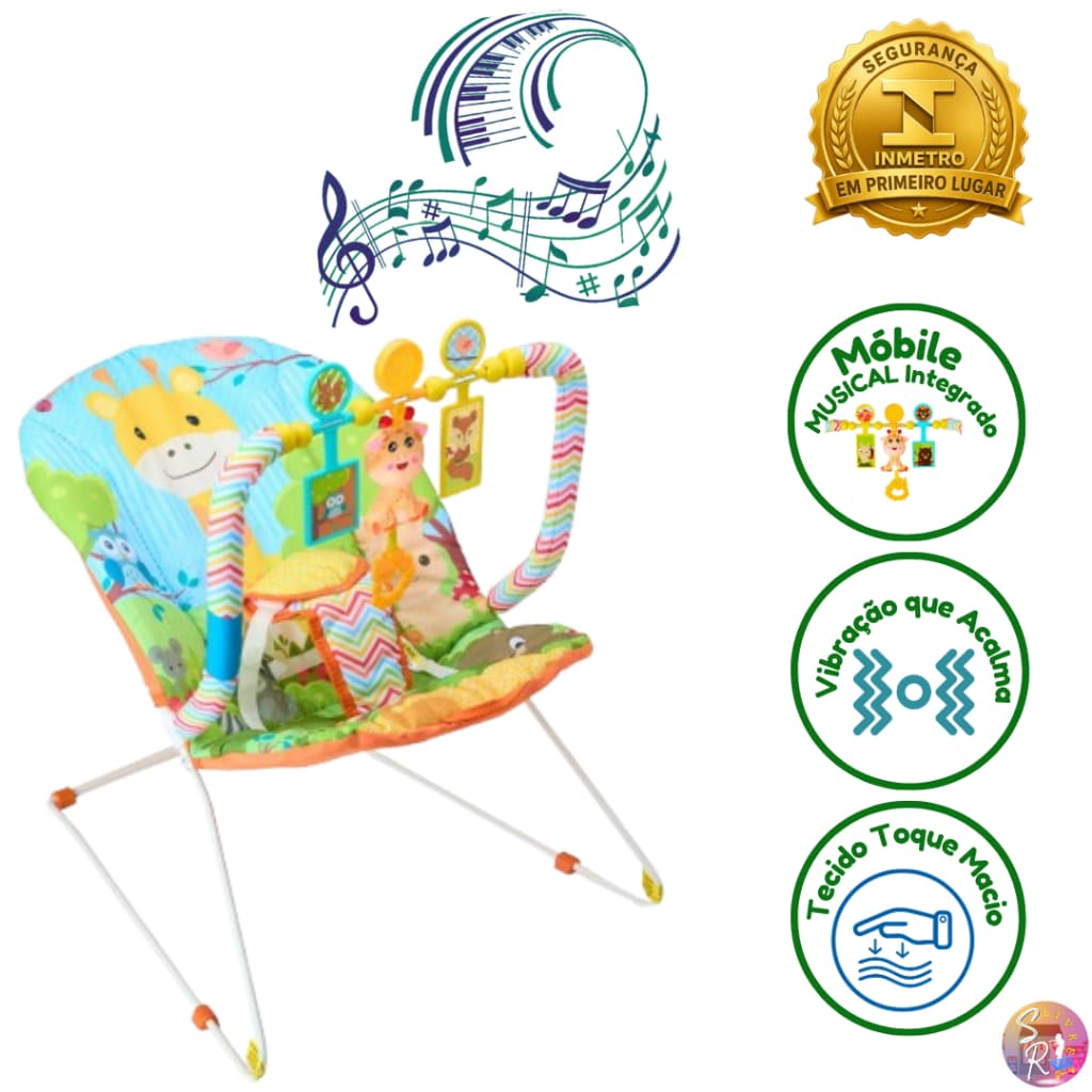Cadeira de Descanso Infantil (Móbile Musical e Vibratória) - 11Kg Bebe Girafa - July