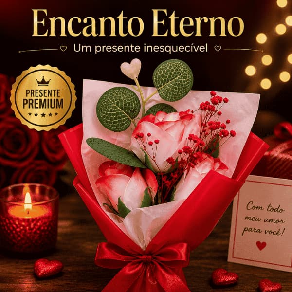 Buquê de Rosas Artificial Encanto Eterno 24cm – Flores Decorativas Realistas que Duram Anos