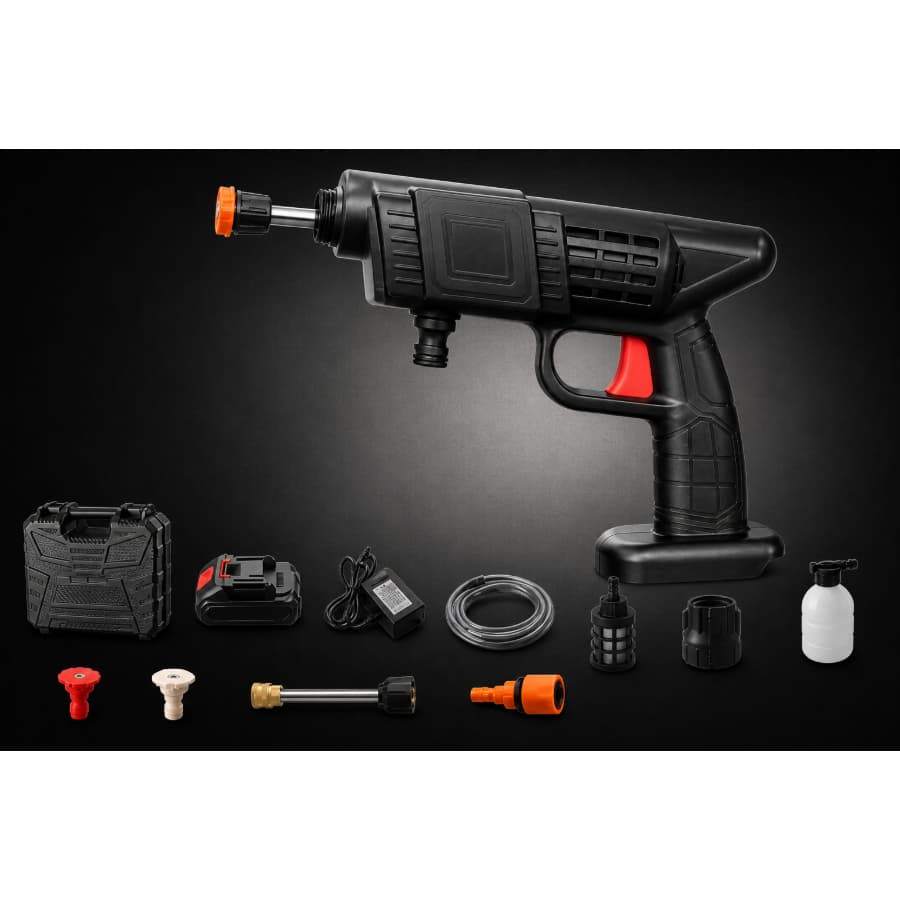 Pistola Lava Jato Portatil Recarregavel Alta Pressao Kit 8 Pecas Limpeza