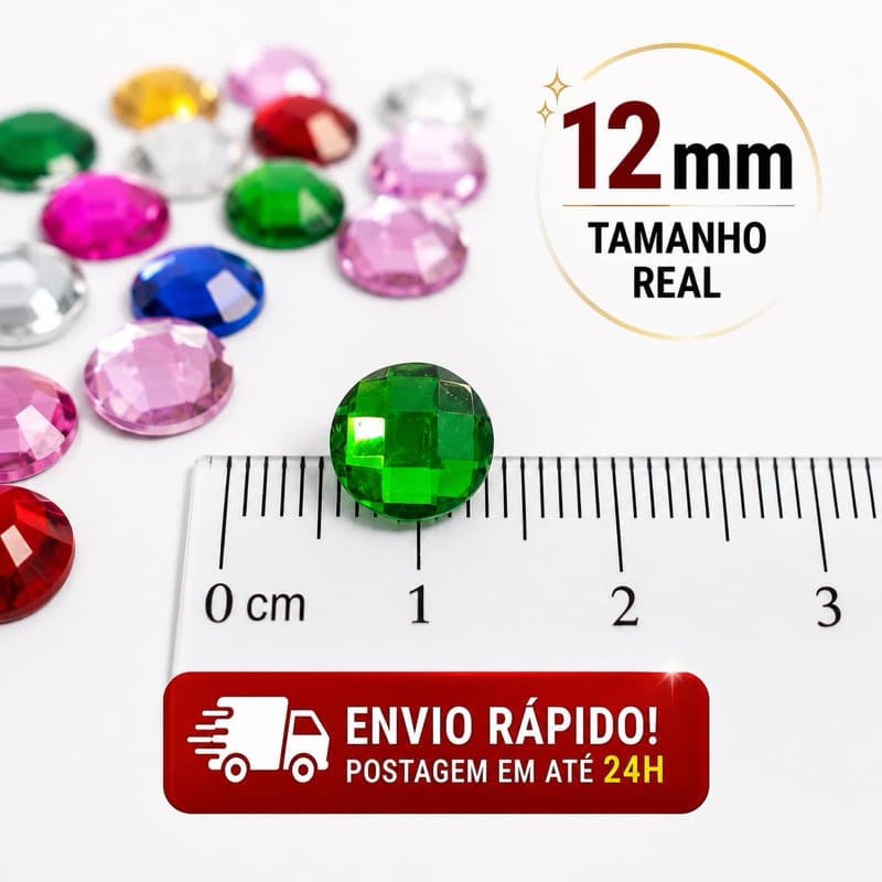 Chaton 12mm Redondo - Base Reto para Colagem Sem Furo 25   50 ou 100 UNIDADES