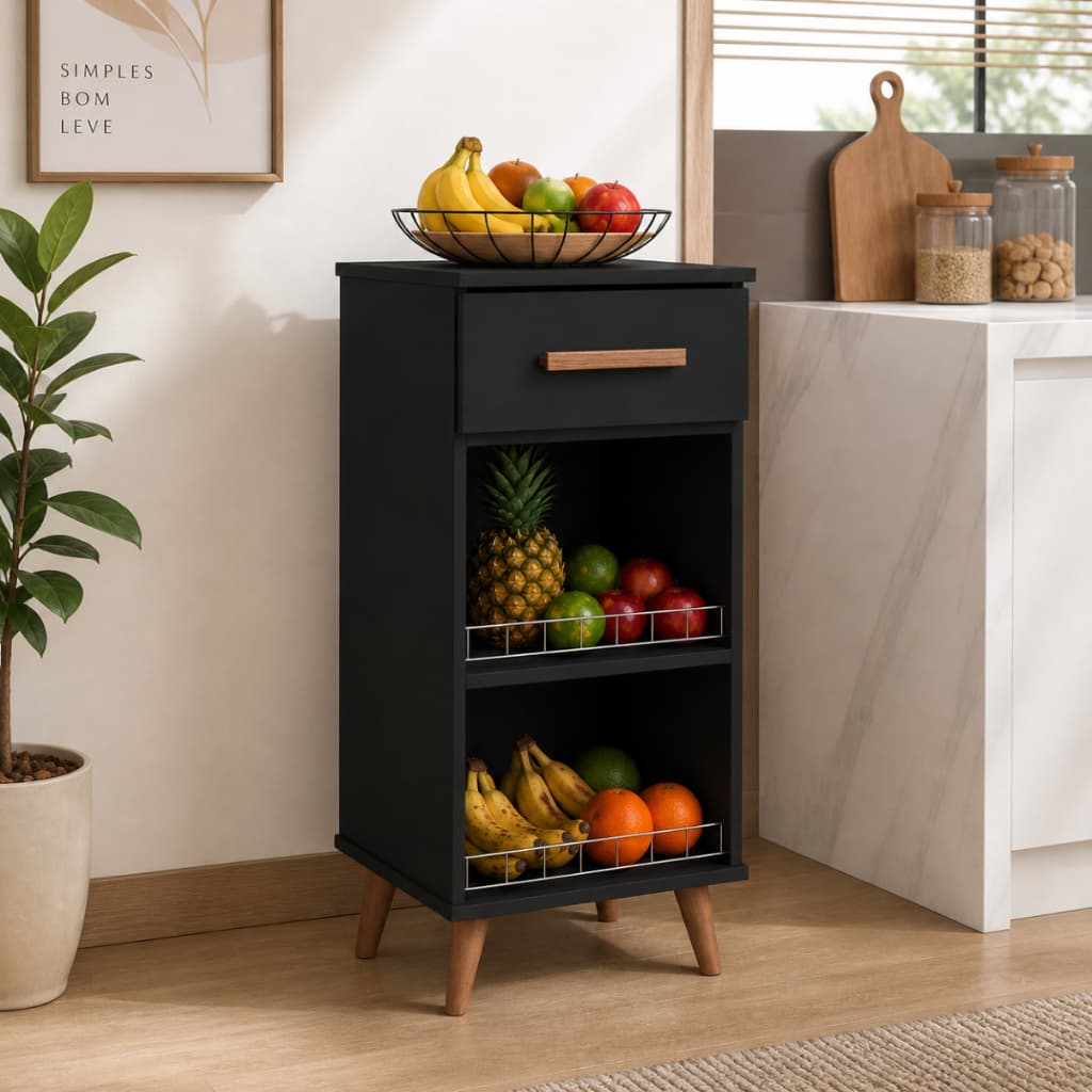 Fruteira Fenix Balcão com Gaveta e Cestos Multiuso para Cozinha