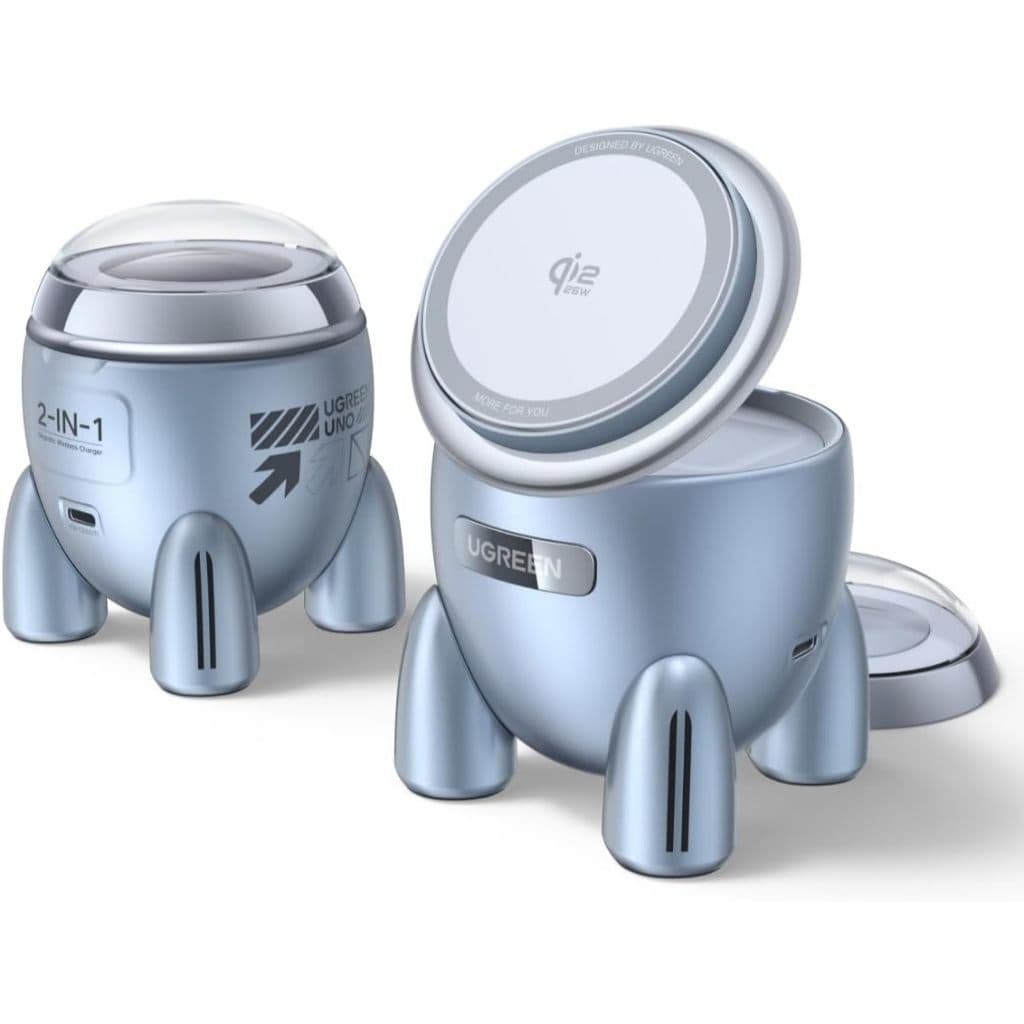 UGREEN suporte (2 em 1) 25W Qi2 Carregador sem fio compatível MagSafe, iPhone 17 Air Plus Pro MAX 16 15 14 13 12 AirPods
