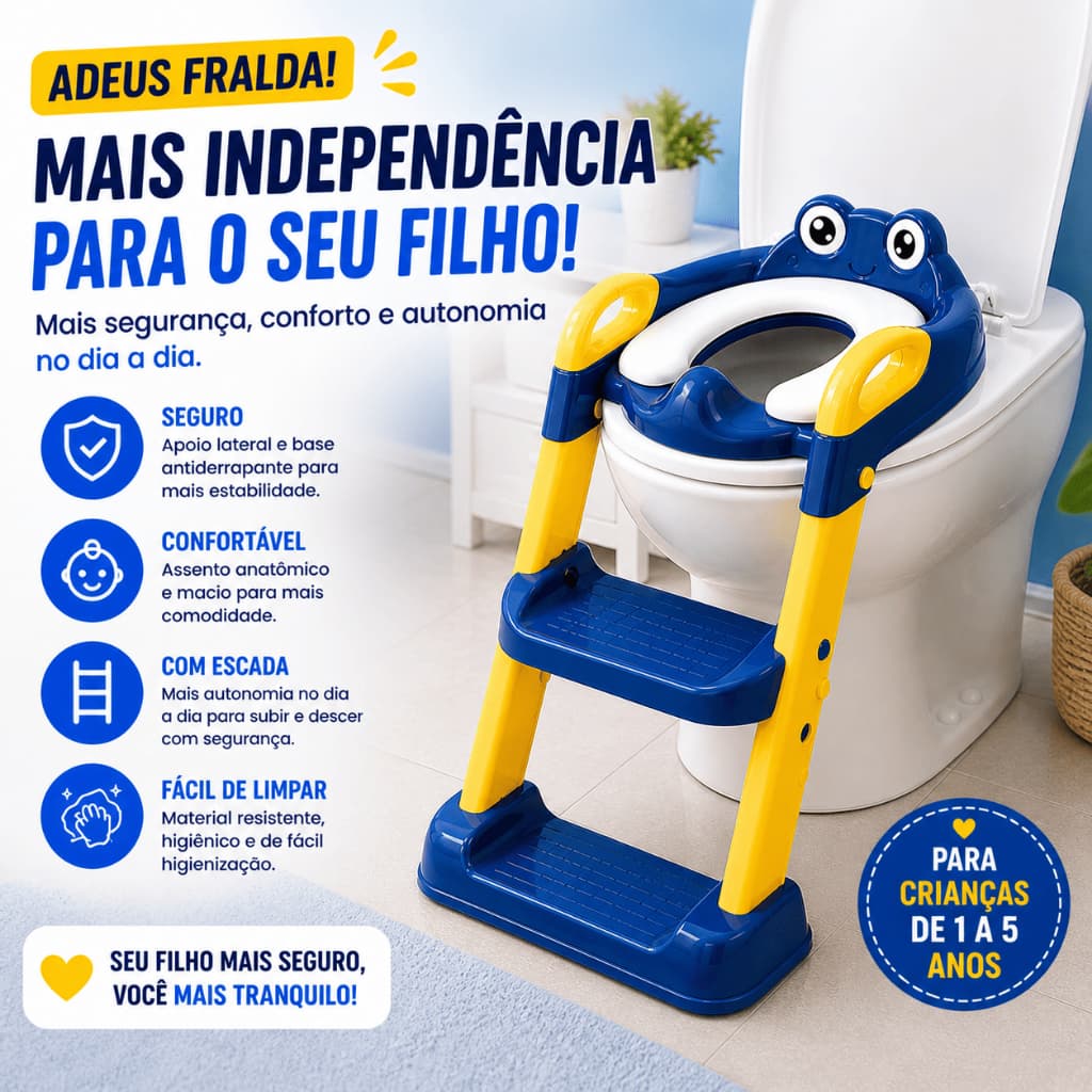 Troninho assento Infantil Redutor Antiderrapante Vaso Sanitario Azul