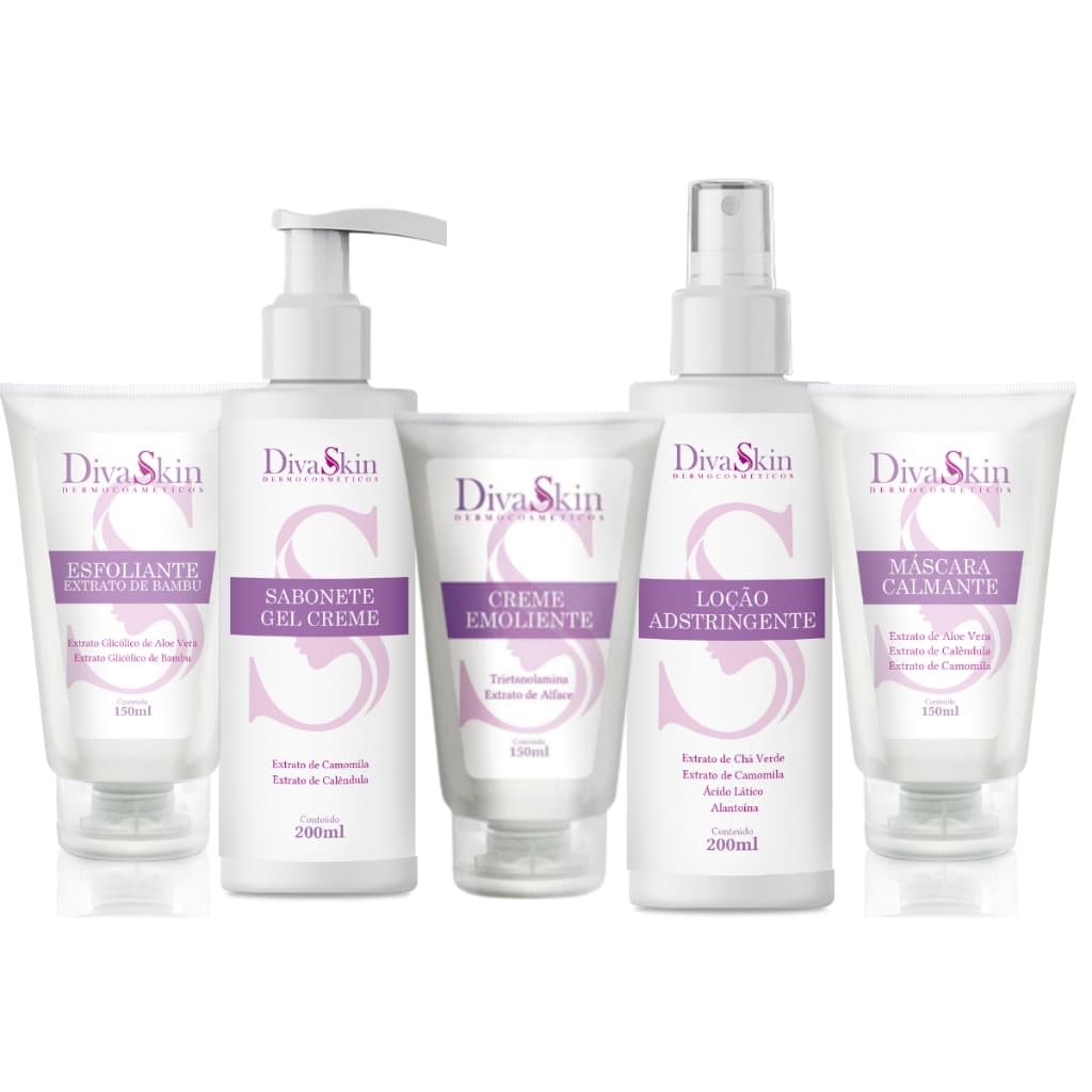 Kit Limpeza De Pele Profissional -DivaSkin 5 itens