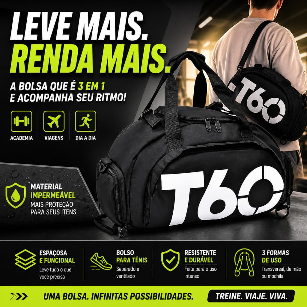 Bolsa Mala Esportiva Mochila Unissex Costa Transversal Fitness Treino Futebol Academia impermeável