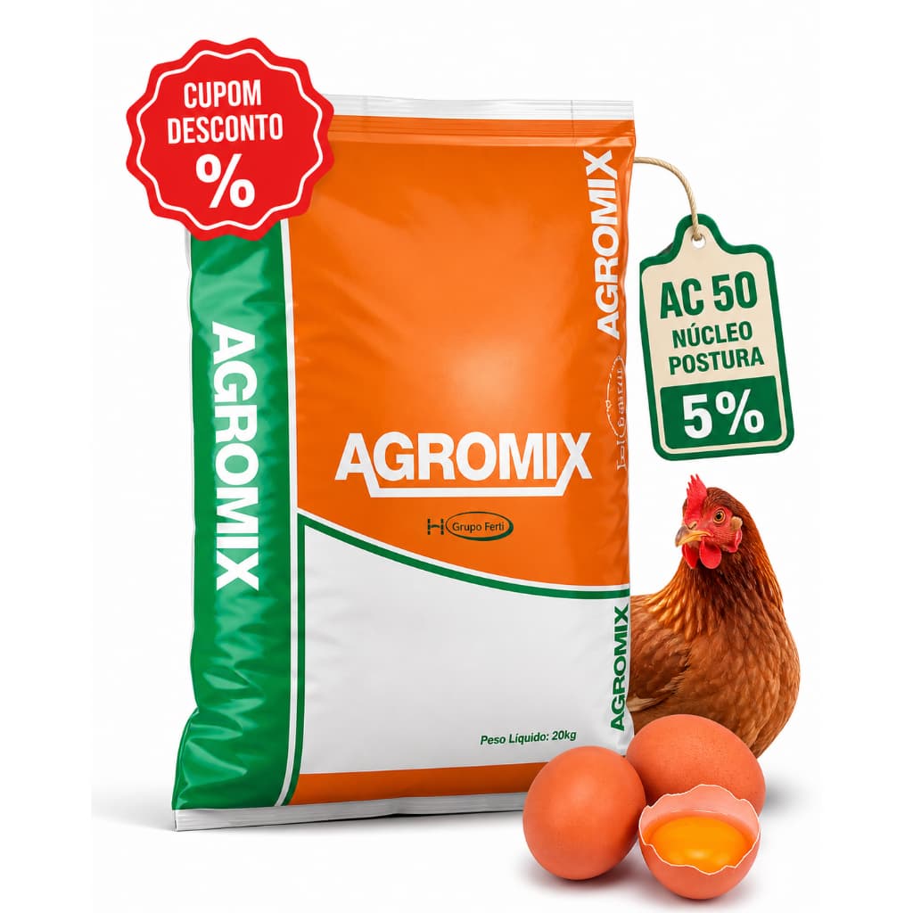 Núcleo Postura Poedeiras Galinhas Fase De Produção Ovos 25kg (Faz 500kg de Ração)