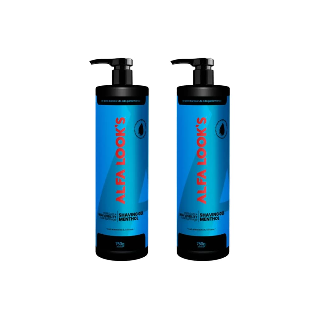 Kit 2 Gel Para Barbear Shaving Alfa Look's Menthol 750g