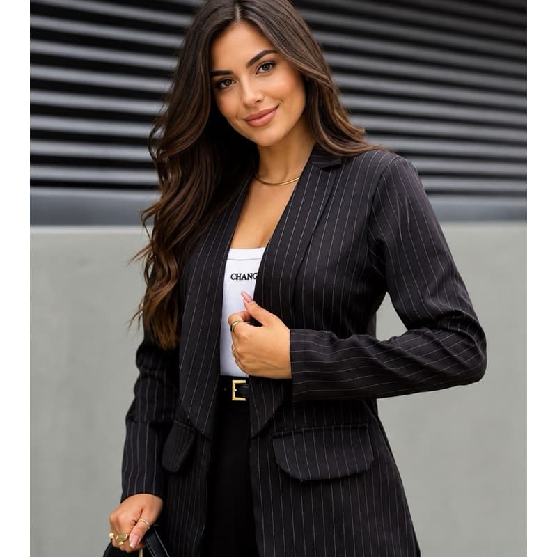 Blazer Feminino Elegante Risca de Giz Look Perfeito Tendência