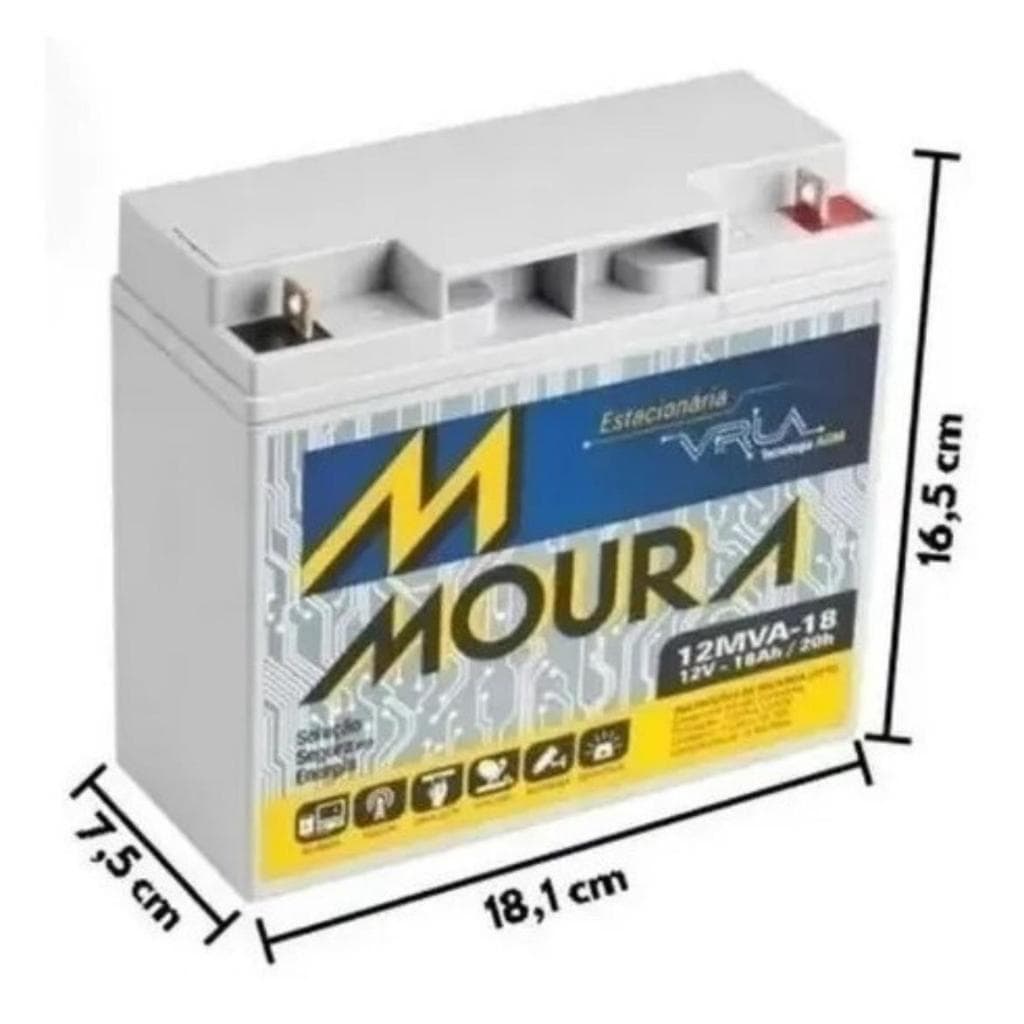 KIT 4 UNIDADES DA MOURA 12V 18AH PARA UTILIZAÇÃO EM NO BREAK , ALARMES , AUTOMAÇÃO .