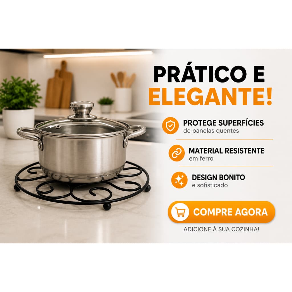 Descanso de Panela Ferro Resistente | Protetor de Mesa Térmico Anticalor | Suporte Decorativo Cozinha