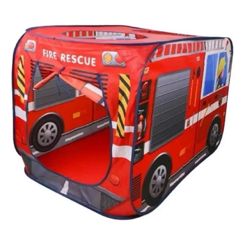 Cabana Infantil Caminhão de Bombeiro Dobrável Barraca Infantil em Formato de Caminhão Bombeiros Tenda Flexível