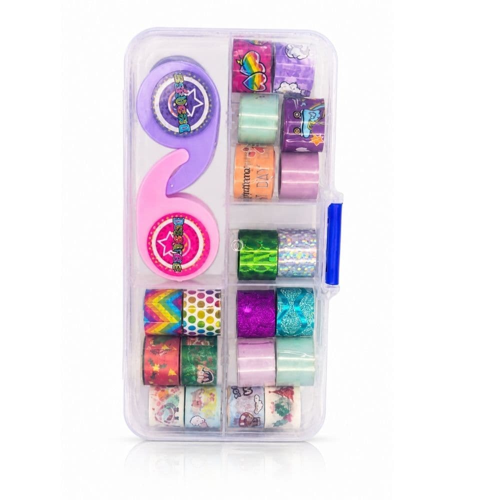 Kit Washi Tape com 20 fitas decorativas + 2 dispenser | Papelaria Fofa | Bullet Journal