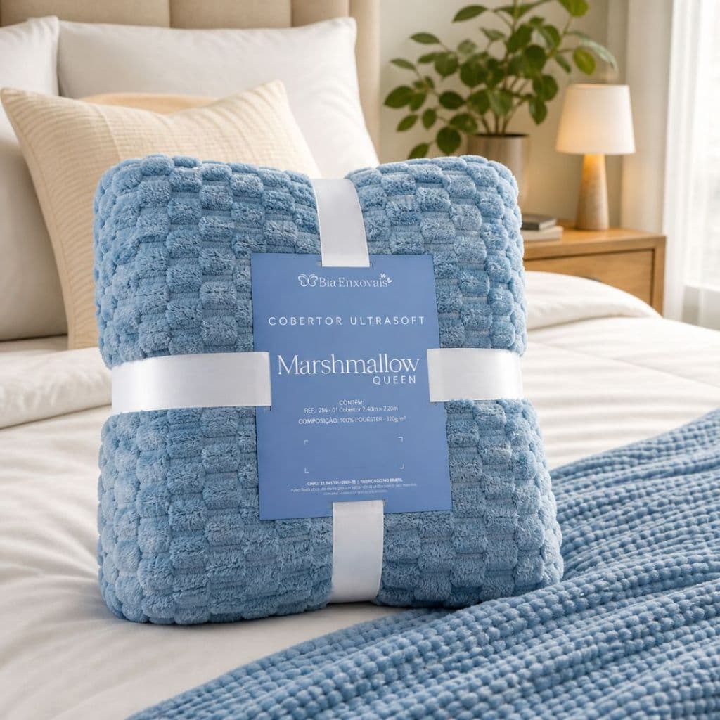 Cobertor Queen Ultrasoft 2,40m x 2,20m Marshmallow Manta De Casal Quente e Confortável