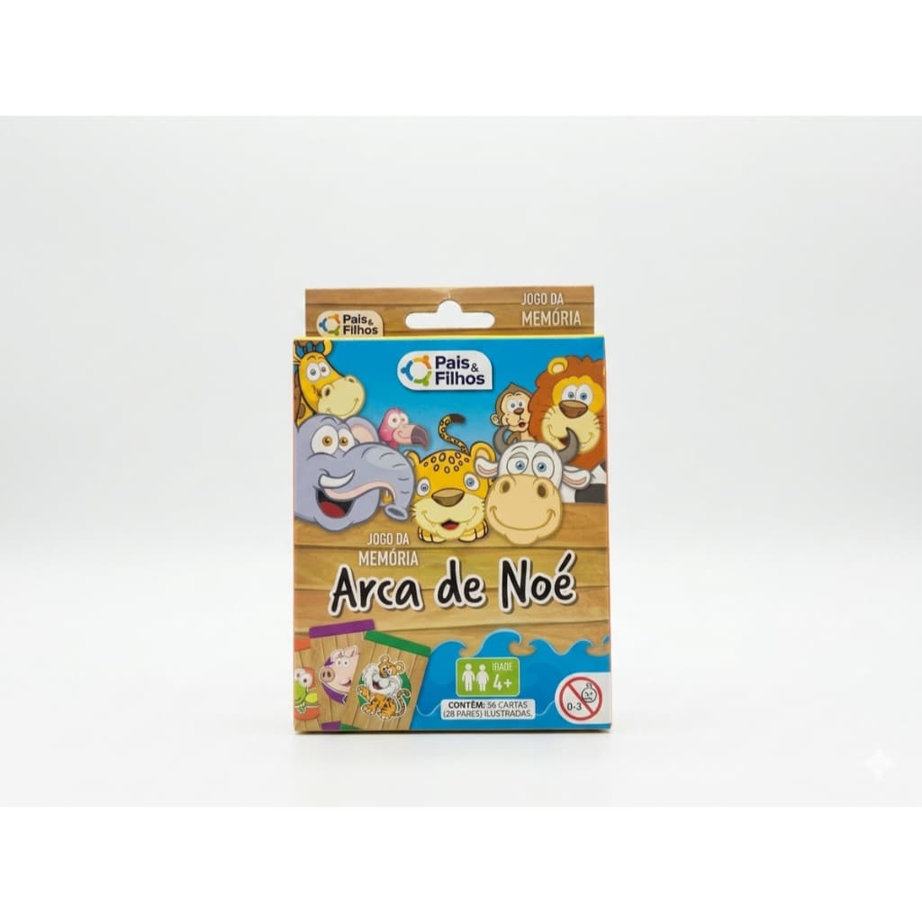 Jogo da Memória Arca de Noé Infantil 36 Cartas Educativo Pais e Filhos +4 Anos