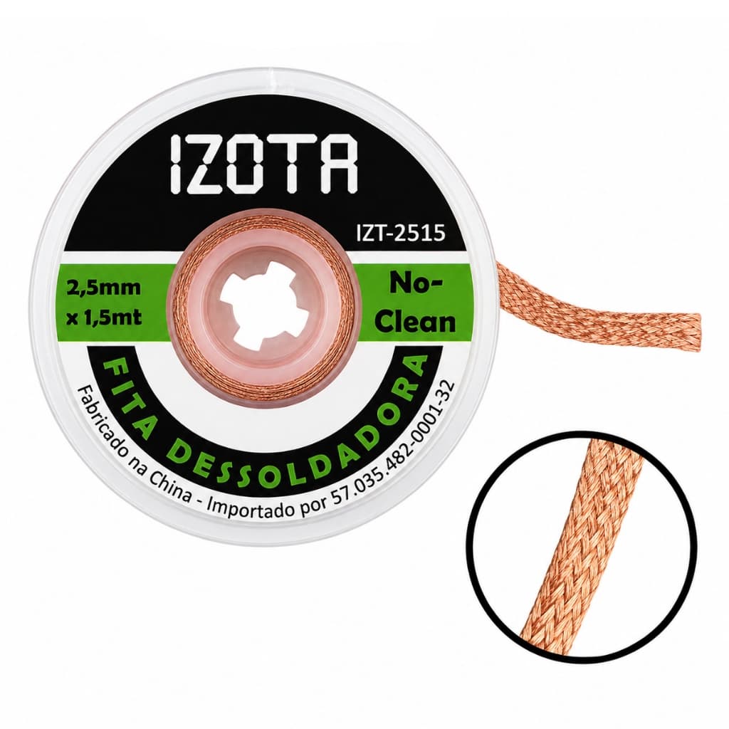 Fita Dessoldadora Malha Izota 1,5m X 2,5mm Solda Dessolda