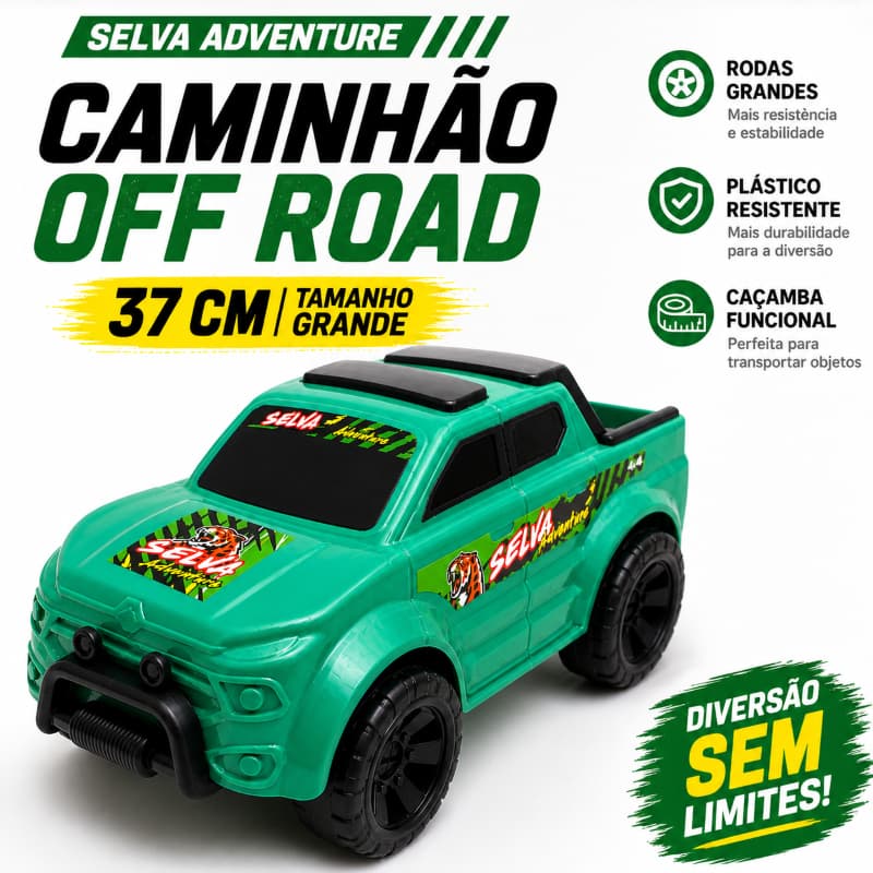 Carro Caminhonete Brutos 4x4 Caminhão Selva Safari Grande Brinquedo Resistente Infantil Menino