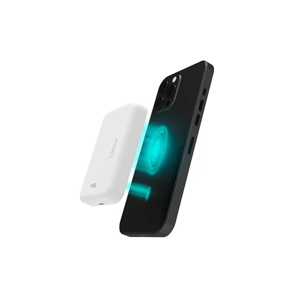 Power Bank Wireless ELG Pbw5 5000mah Magsafe Indução Branco