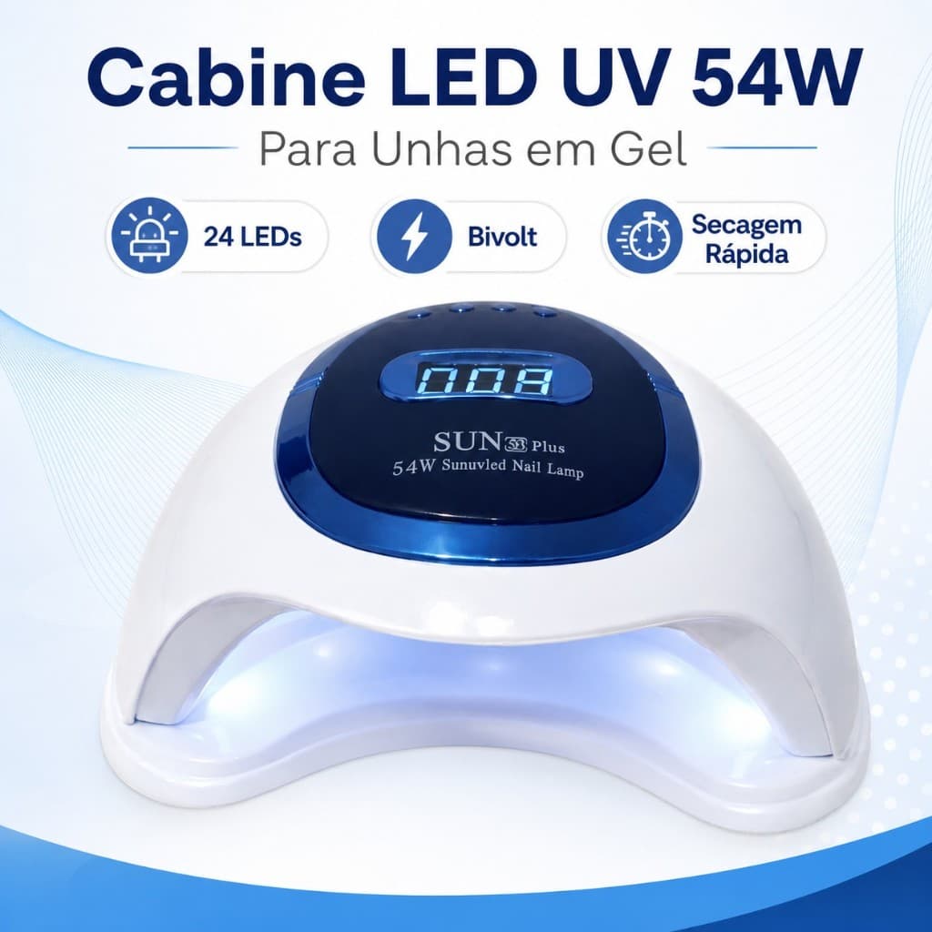 Cabine LED UV 54W para Unhas 24 LEDs Bivolt Secagem Rápida Gel