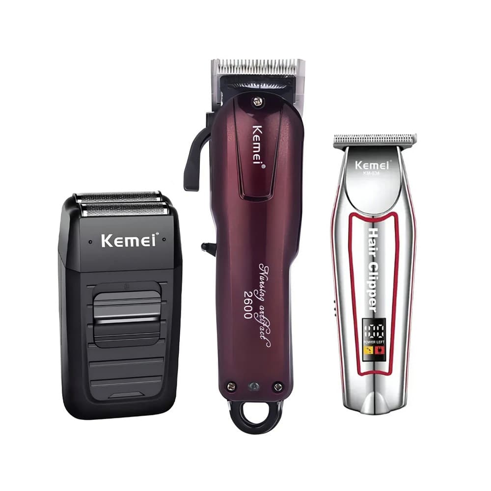 Kit Máquinas Profissionais  Kemei Km1102 Km2600 Km9163 Barba Cabelo