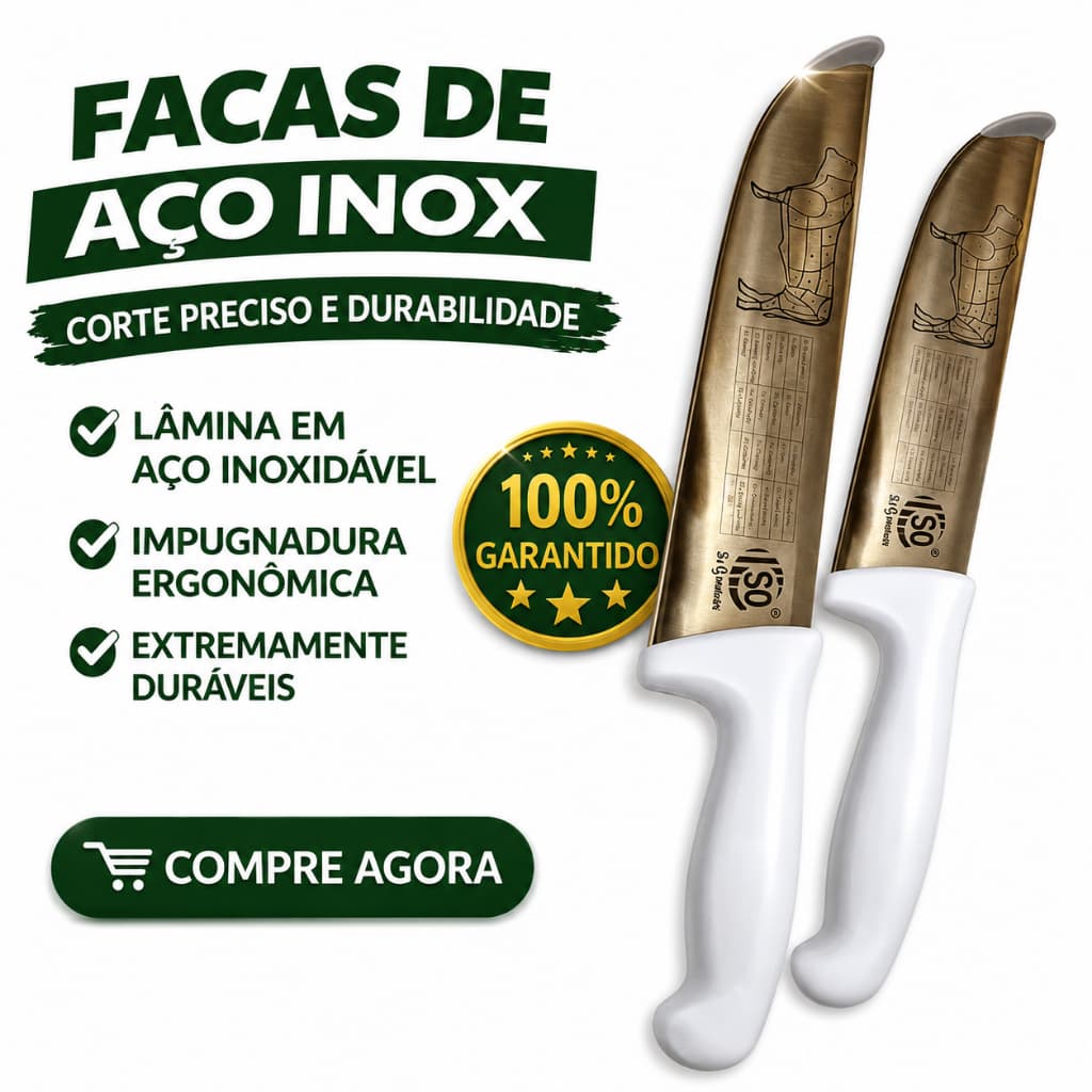 Facas Aço Inox Churrasco Kit 2 Cozinha Açougue Cabo Branco 10cm Alta Durabilidade