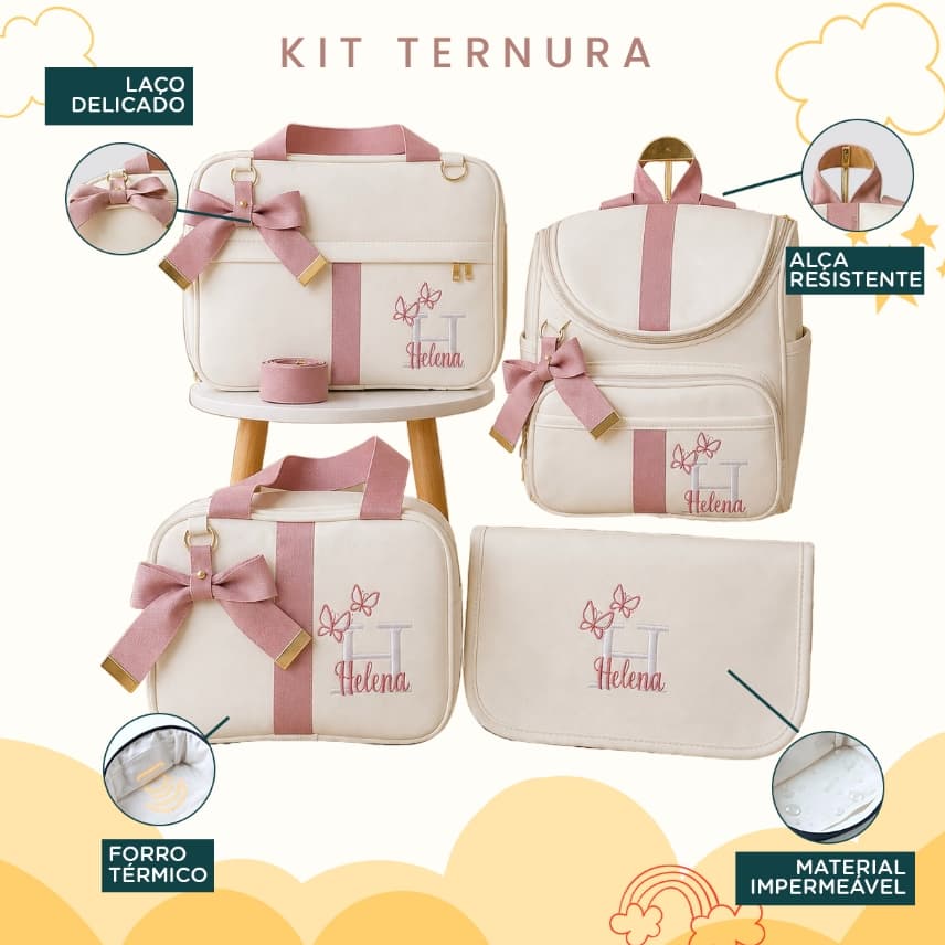 Kit Bolsas Maternidade 4 Peças Luxo Bolsa Maternidade personalizada Bolsa maternidade impermeável