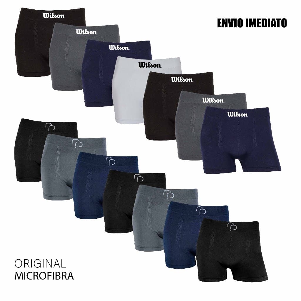 Kit 7 ou 14 cuecas boxer microfibra Original marca Rafa Parize e Wilson