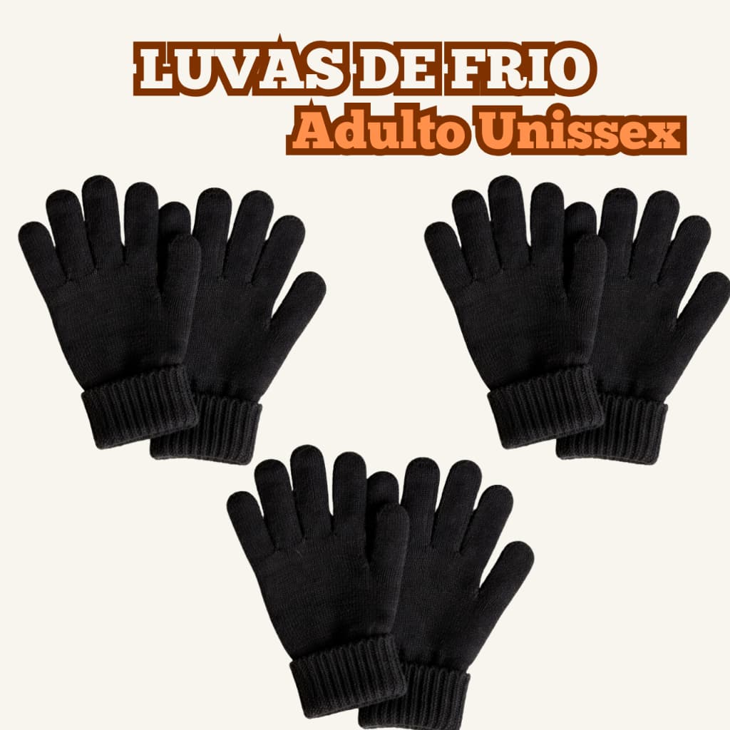 Luva De Lã Adulto Frio Luvas De Inverno Frio Grossa Quentinha Masculina Feminina