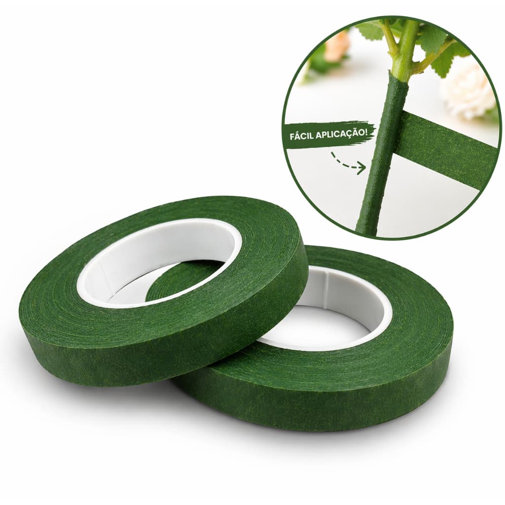 2 Fitas Floral Verde Para Arranjos Artesanato 27M Total 54M