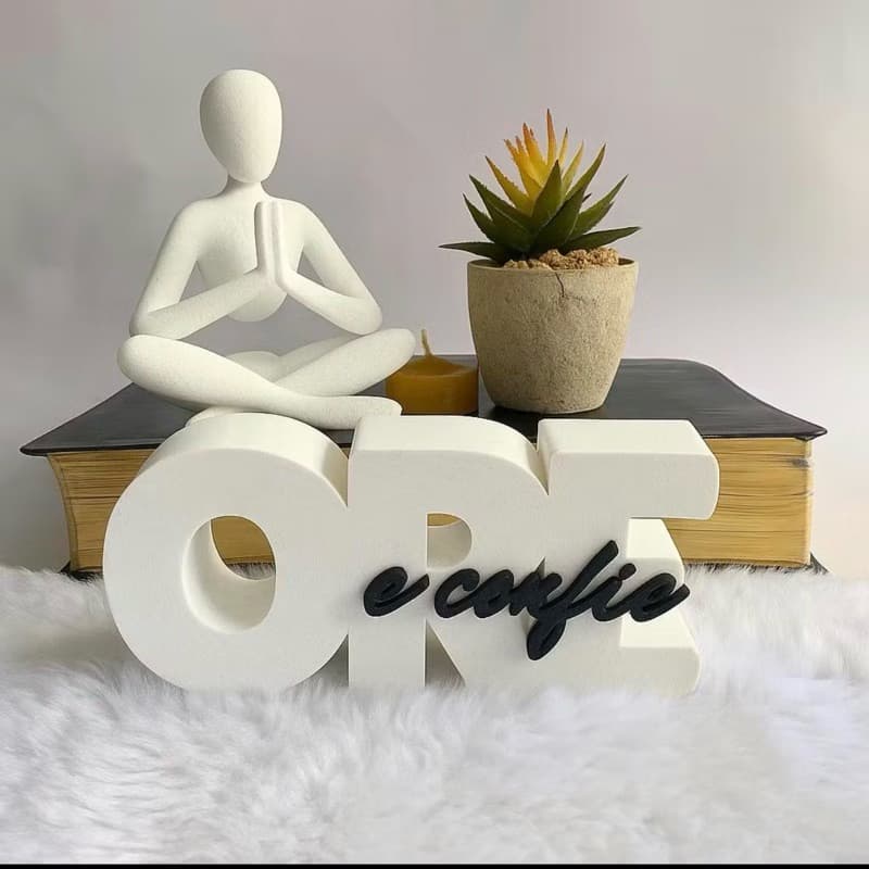 Estátua Oração Decorativa Minimalista 3D Frase