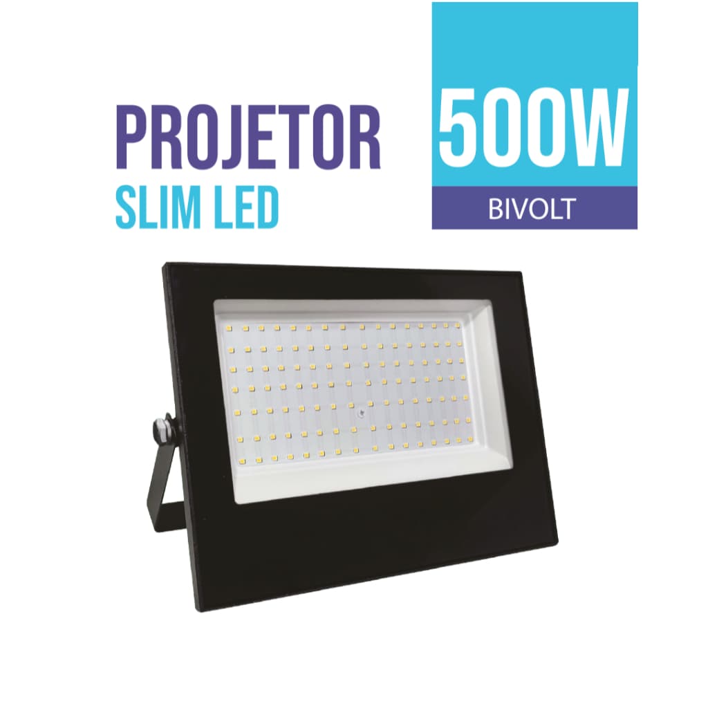 Refletor Projetor Led 500W Branco Frio 6500K IP65 a Prova D'agua Bivolt 80IM/W Potente