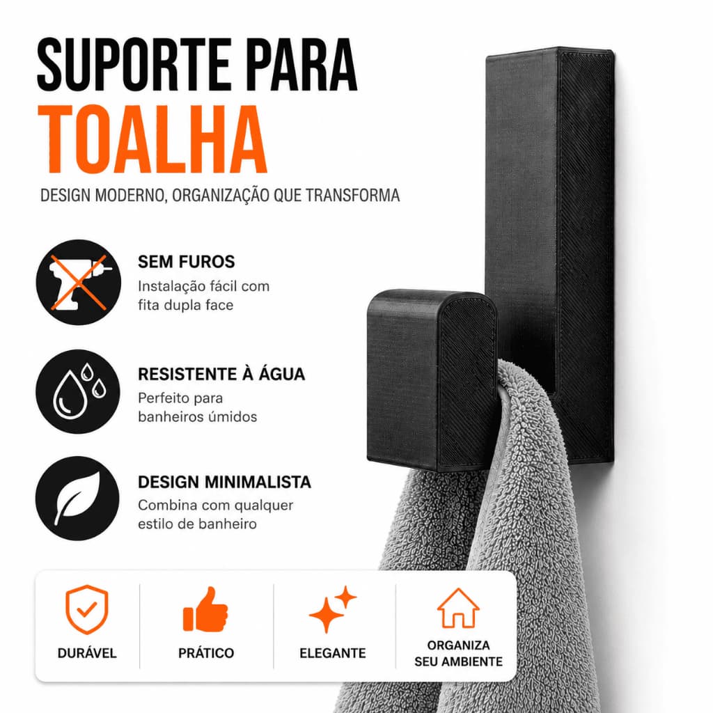 Gancho De Parede Com Adesivo Fita Multiuso Porta Toalha Versátil Banheiro Fixação Sem Furo Para Quarto Cozinha Sala