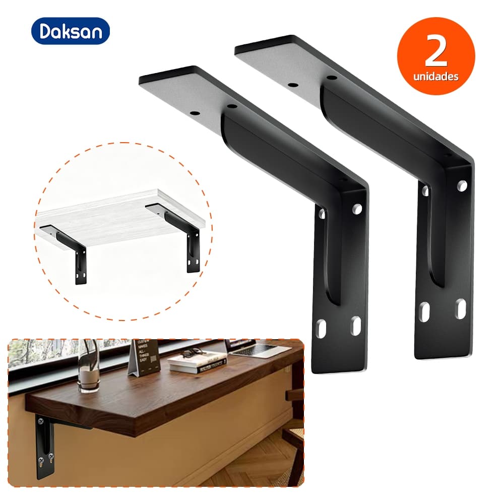 Kit 2 Suportes Mão Francesa Reforçado 39cm/24cm/30cm Aço Carbono Até 100kg