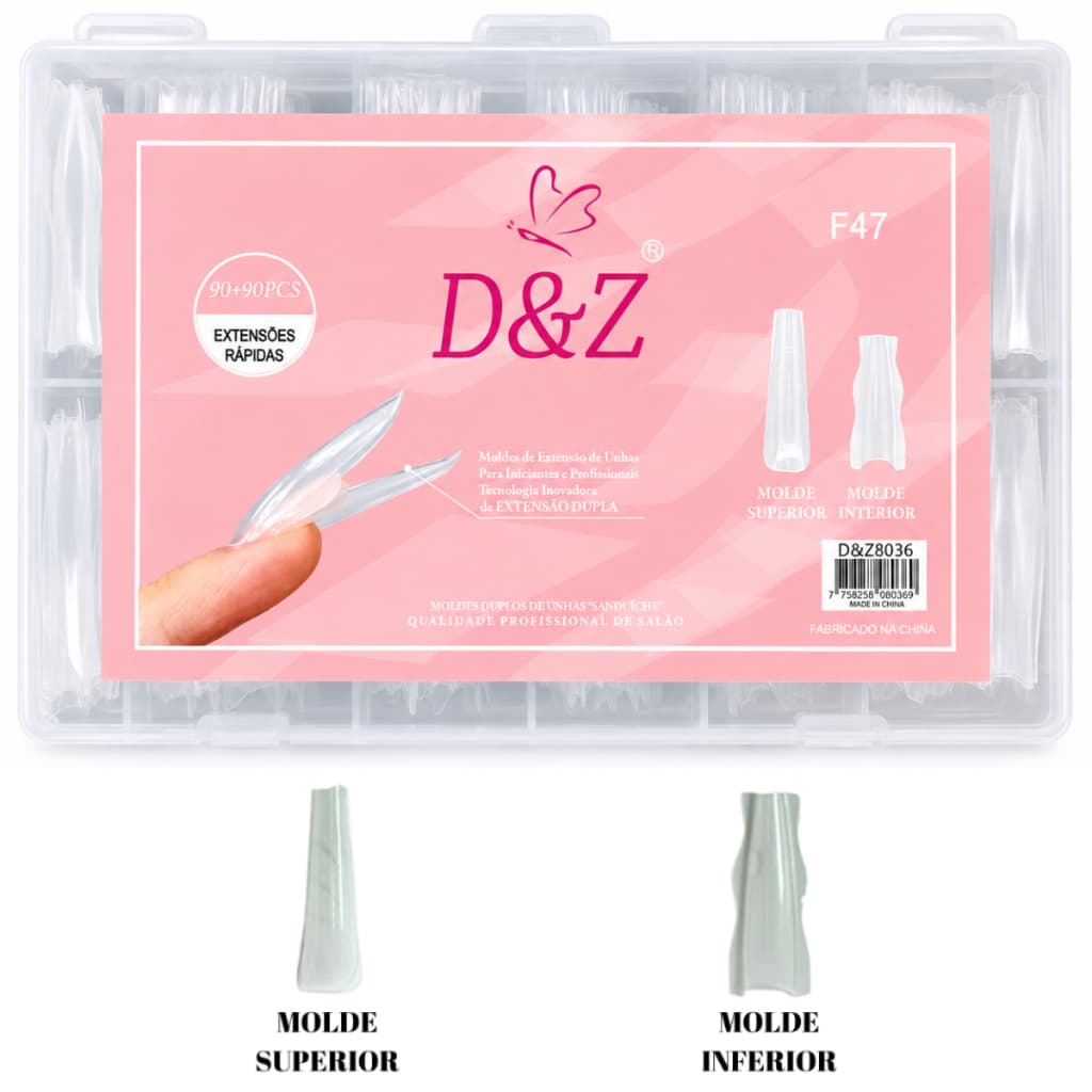 Molde F1 Sanduíche D&Z Formas De Unhas Duplas 180 Pçs Extensão Dupla Superior Inferior Molde Bailarina Almond