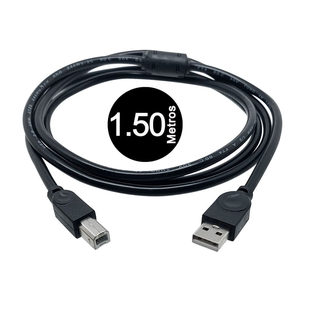 Cabo Interface Usb A/B 2.0 P/ Impressora multifuncional  Epson, Hp, Canon Elgin E Outras da descrição 1.5mts