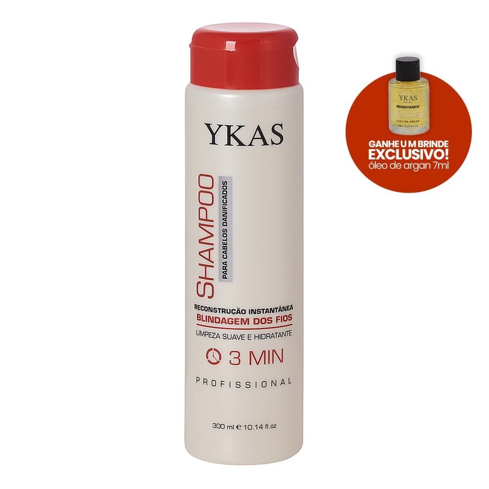 Ykas 3 Minutos Shampoo Profissional SOS Reconstrução e Hidratação Rápida 300ml