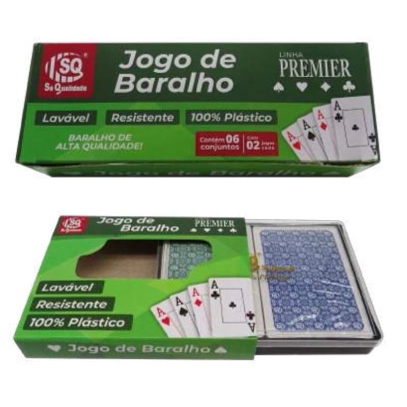 Baralho Duplo 100% Plástico 108 Cartas Lavável Resistente Jogo com estojo