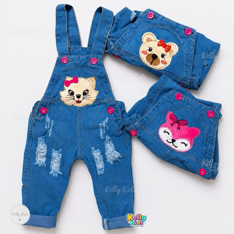 Jardineira Macacão calça jeans infantil feminino para menina