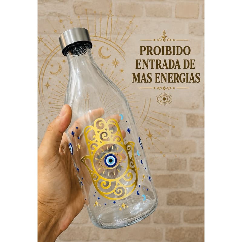 Garrafa de Vidro Agua Místico Universo Olho Grego 1 litro Dispenser Recipiente