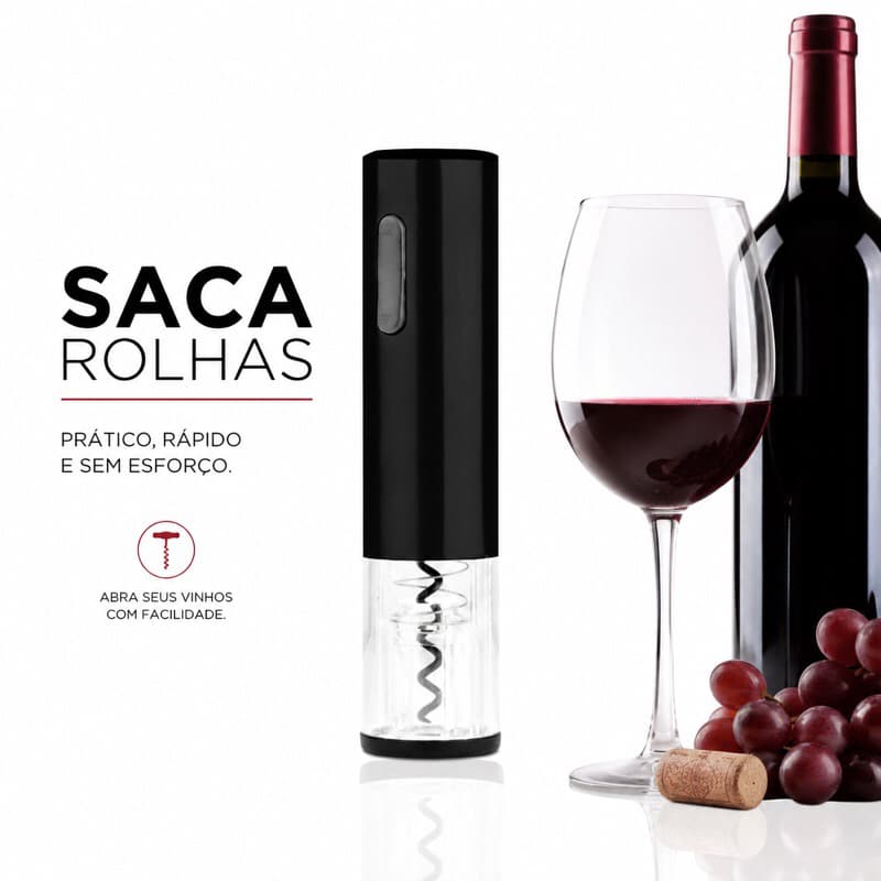Saca Rolhas Abridor De Vinho Garrafa Automático Elétrico com Cortador de Lacre Bico Dosador Rolha