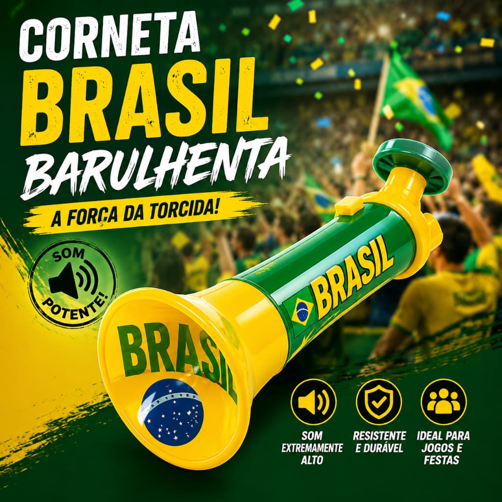 Corneta Brasil Barulhenta – Acessório do Torcedor da Copa do Mundo