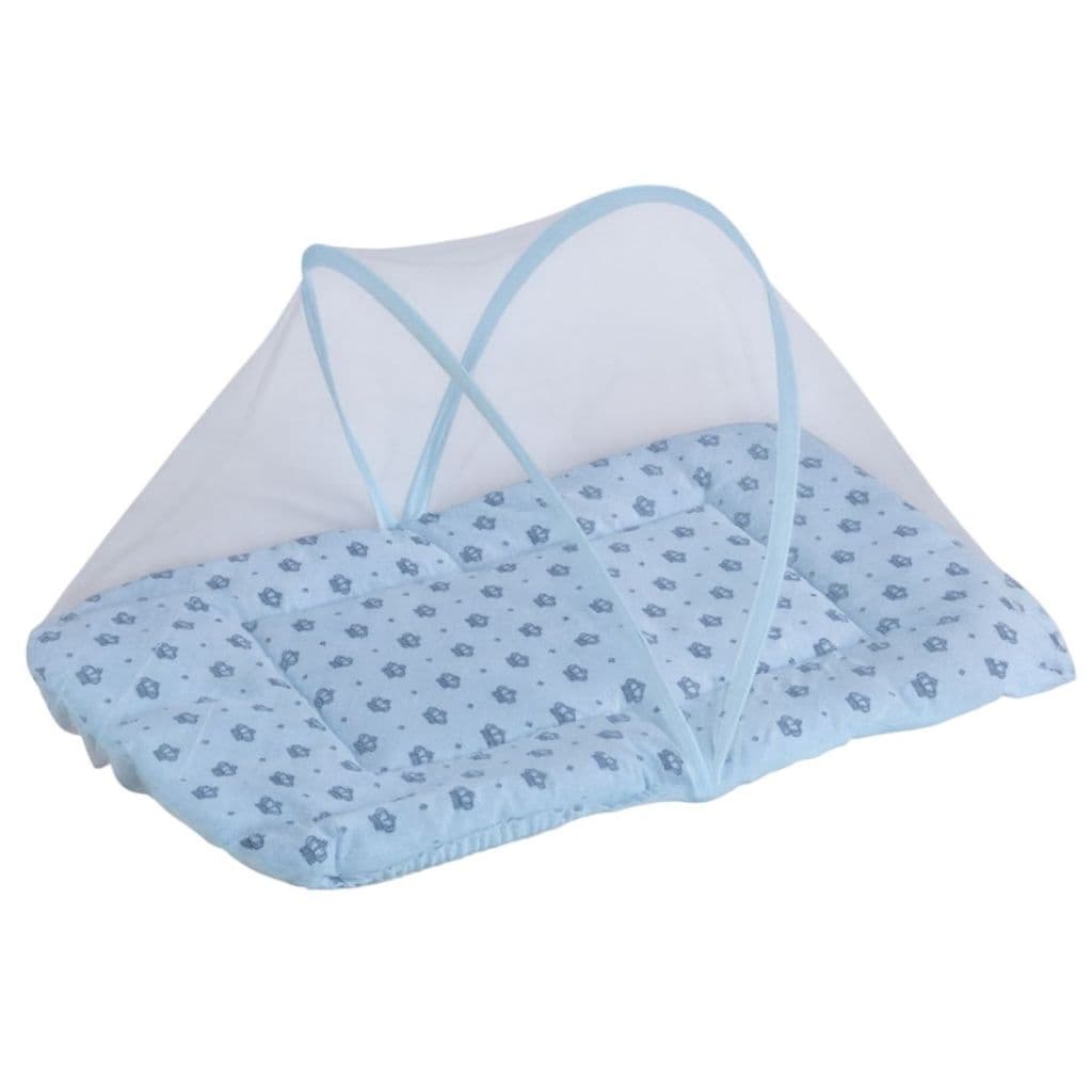 Berço Portátil com Mosquiteiro Protetor Ninho Redutor Bebê Enxoval Tema Menina Príncipe Coroa Azul