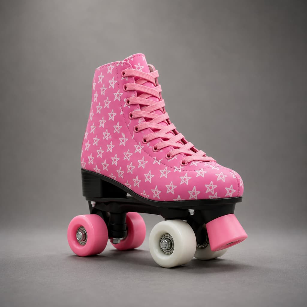 Patins Infantil Stars Rosa Regulável Quad Com Freio Dianteiro Tamanho 35 - Dm Toys