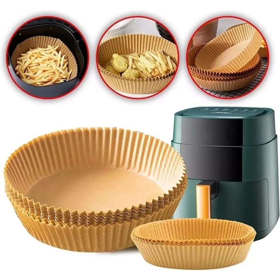 50un Papel Air Fryer Descartável Antiaderente Impermeável Biodegradável Forno Micro-ondas 220°