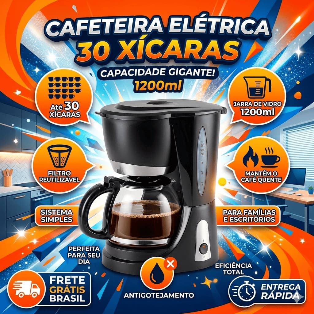 Cafeteira Automatica Capacidade 30 Cups Cozinha Resistente Preta 127V