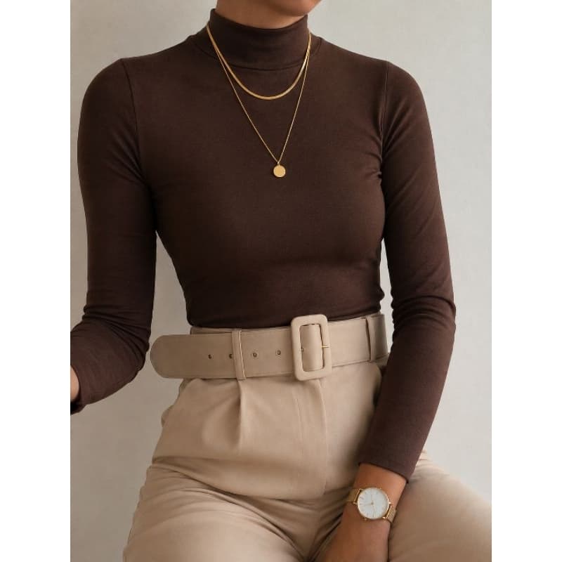 Blusa Feminina Gola Alta Manga Longa inverno
