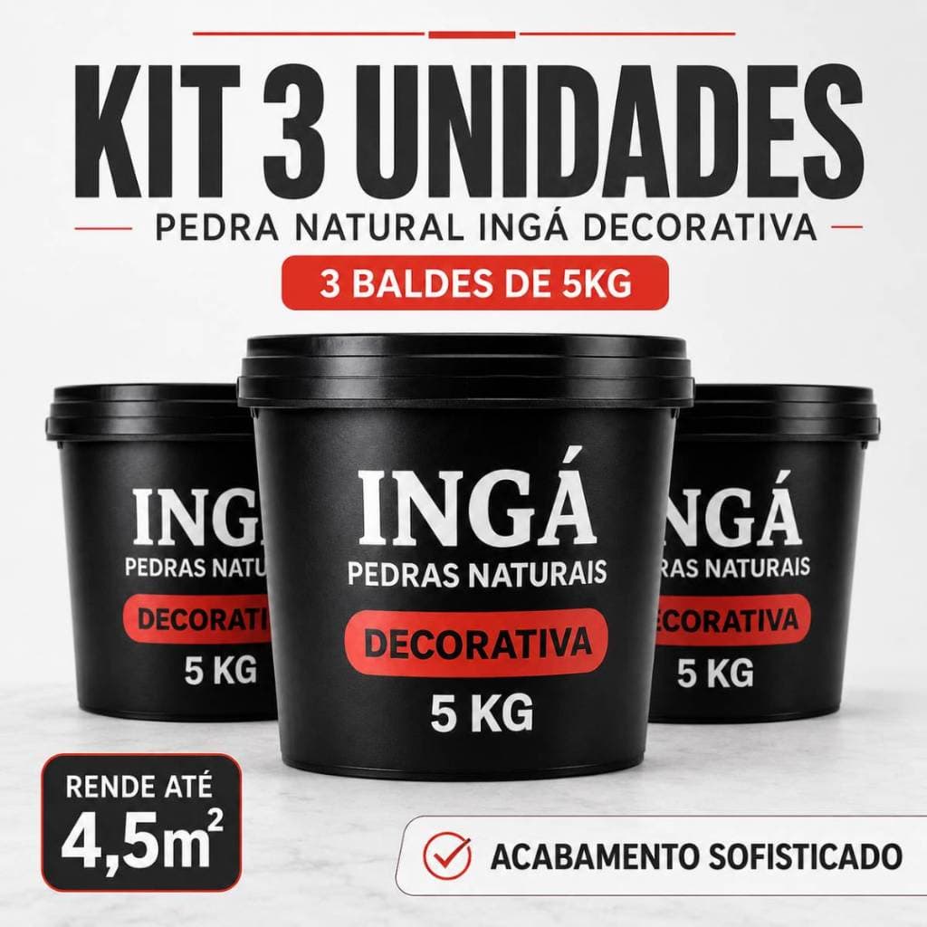 Pedra Natural Ingá Decorativa 15KG Kit 3 Unidades Textura Premium Alta Durabilidade Parede