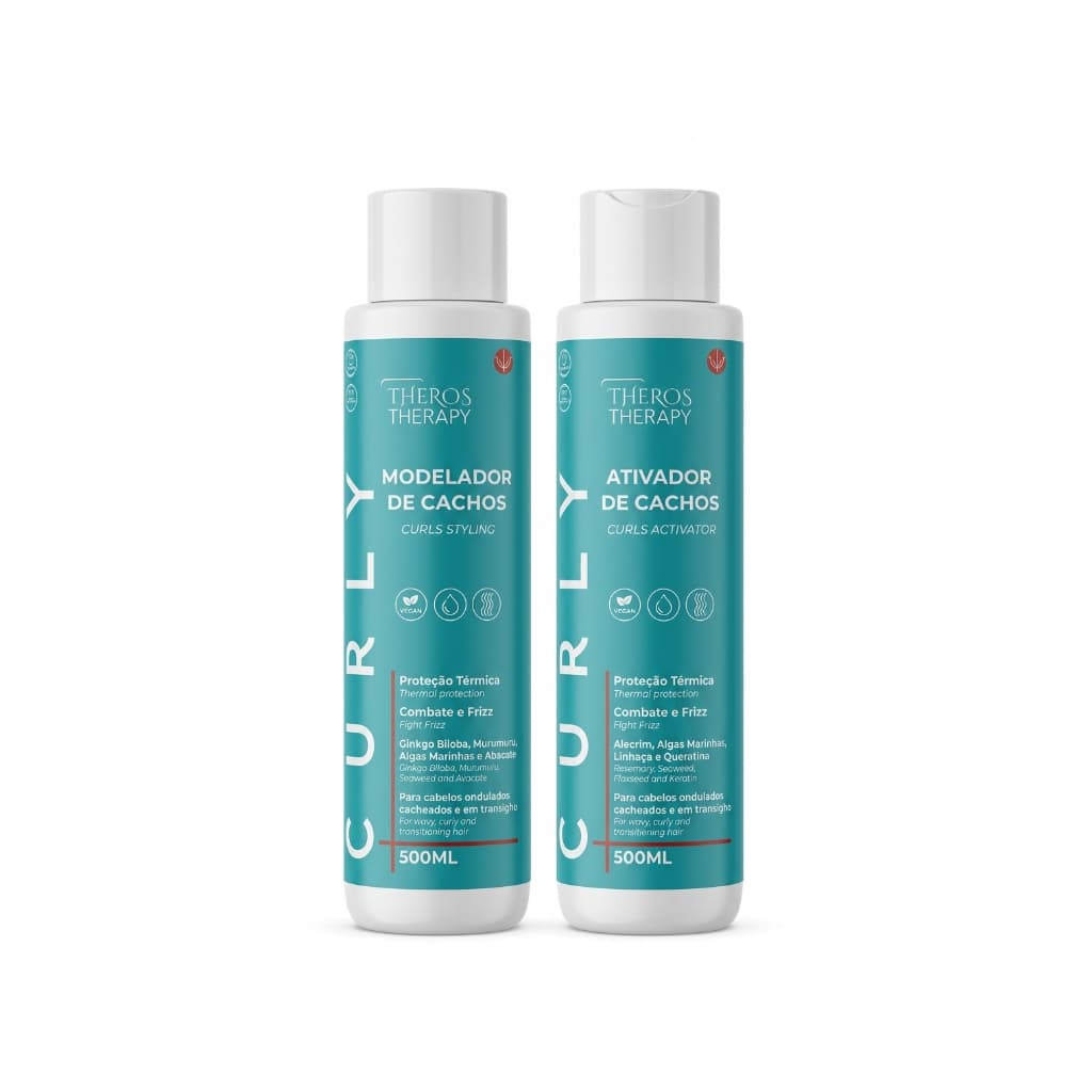 Kit Modelador Ativador Cachos Curly Theros Therapy cabelos Cacheados ondulados definidos sem frizz