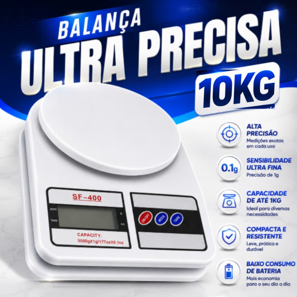 Balança Digital Cozinha 10Kg Balança de Alta Precisão Digital de Alimentos Cozinha Dieta Confeitaria