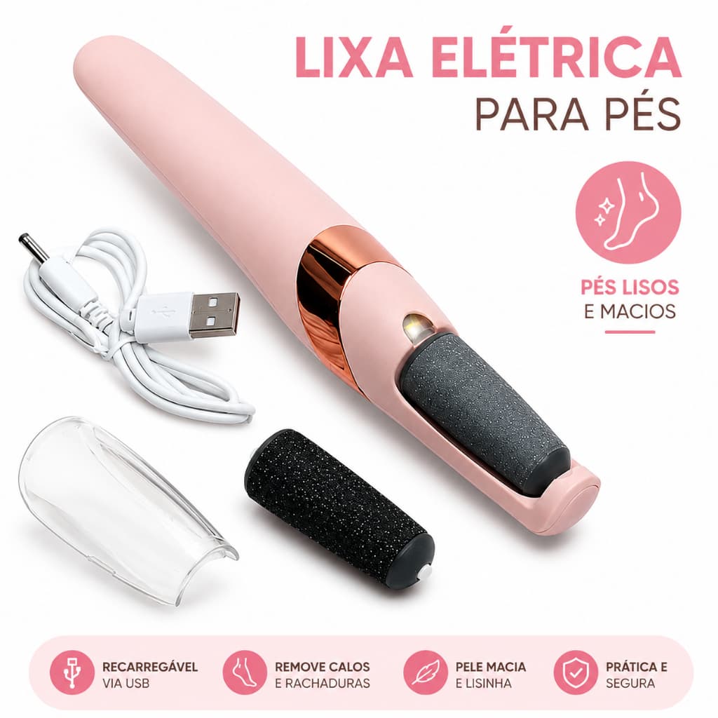 Lixa Elétrica Profissional Para Pés Removedor De Calos e Rachaduras Recarregável USB